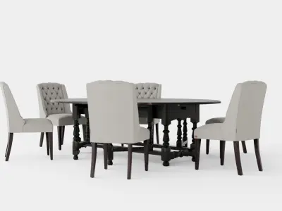 Balmoral black with Venice chair sand Dining Set Low-poly 3D model