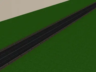 Highway in middle of field Low-poly 3D model