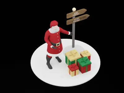 Christmas Santa Claus Low-poly 3D model