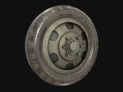 Military Truck Wheel PBR Low-poly 3D model Low-poly 3D model