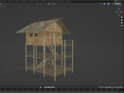 FANTASY MEDIEVAL WOODEN VILLAGE WATCHTOWER HUT low-poly 3D model Free low-poly 3D model