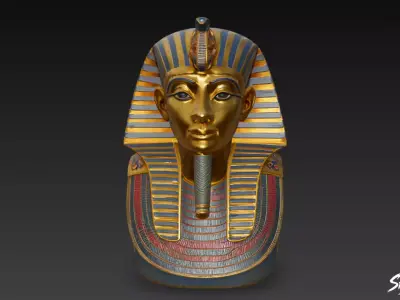 Pharaoh Mask of Tutankhamun Low-poly 3D model