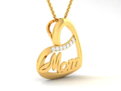 Women Heart Mom Pendant 3DM STL OBJ FBX Render Details 3D print model