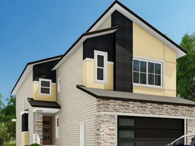 Western House Elevation Low-poly 3D model