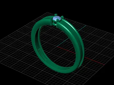 STL 3DM Print Ready Women Diamond Ring Lightweight Printable  3D print model 117