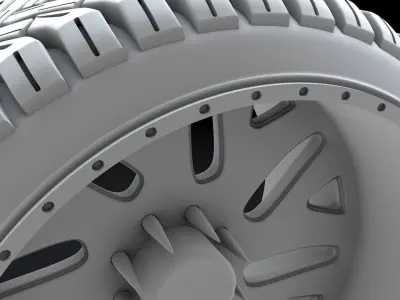 Truck Low Profile Tire and Wheel 3D Printable 3D print model