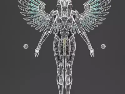 Sci-Fi Mecha-Isis - Holographic Egyptian Sorceress Prop Low-poly 3D model