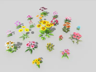 20 low poly flowers pack Low-poly 3D model