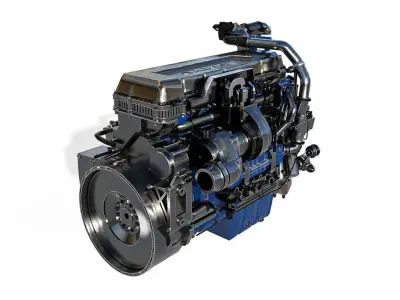 Volvo D13 diesel engine Low-poly 3D model