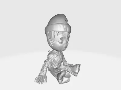 Groot with Santa Hat Cute Baby Groot Christmas Groot Figurine 3D print model