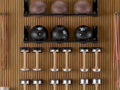 Home Gym Yoga Fitness Decoration Set 048 3D model