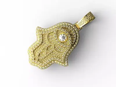 Hamsa hand Pendant Full Stones 3D print model