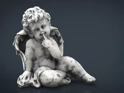 Angel statue of baby Low-poly 3D model