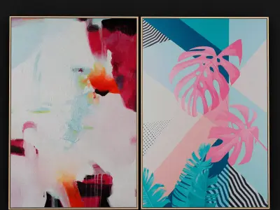 Pink-monstera Frame 3D model