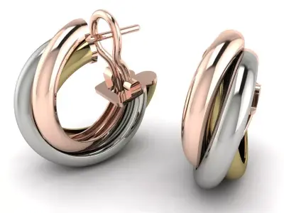 Trinity Earrings Jewelry Brand Gold 3D print model