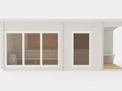 Sauna GreyWhite Low-poly 3D model