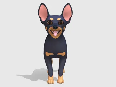 Cartoon Dog - Toy Terrier Low-poly 3D model