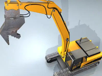 Hydraulic Excavators with demolition bucket 3D model