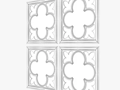 Uttermost vellauni aged wood quatrefoil mirrors 3D model