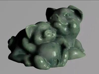 Pig Sculpture 3d with 4k texture pack Low-poly 3D model