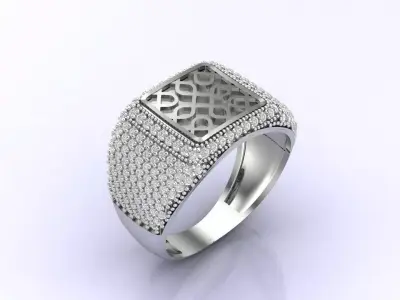 Print Ready STL 3DM  Gents Rings Diamond Men Ring  3D print model 146