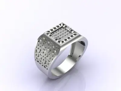 Print Ready STL 3DM  Gents Rings Diamond Men Ring  3D print model 72