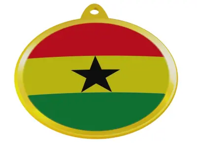 Ghana Flag on luxury Golden Medal Badge 3D model