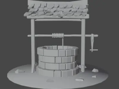 lowpoly well water with tiles Free low-poly 3D model