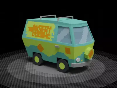 PS1 Mystery Machine Low-poly 3D model