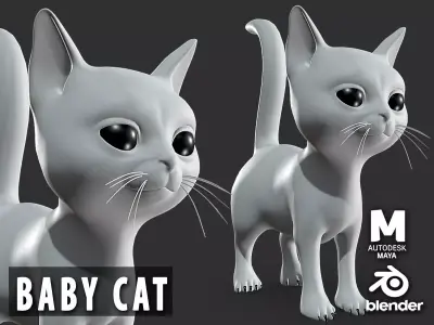 Baby Cat Low-poly 3D model