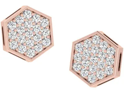 Solitaire Women Stud Earring 3dm STL OBJ FBX Render Details 3D print model buy