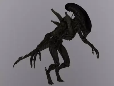 Alien Biped Drone Rigged Low-poly 3D model