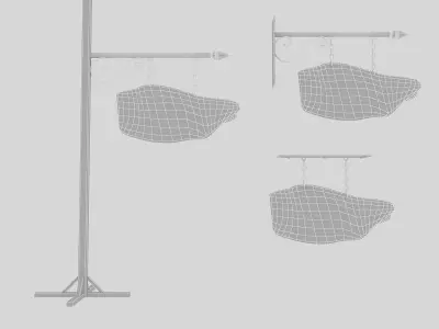 old wooden beach sign 02 Low-poly 3D model