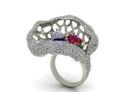 Aerial Ring with diamonds 3D print model