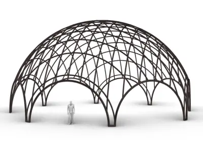 Octagonal Dome with Diagonal Wireframe Structure 3D model