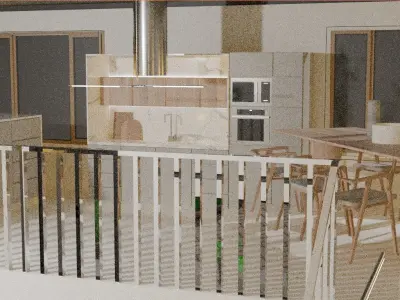 Cycles Render Modern House 3D Model With Interior 3D model