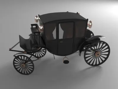 Vintage Luxury Carriage Low-poly 3D model