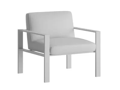 Grey Fabric Armchair 3D model