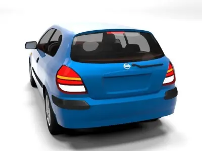 NISSAN ALMERA 3DOOR LOWPOLY Low-poly 3D model