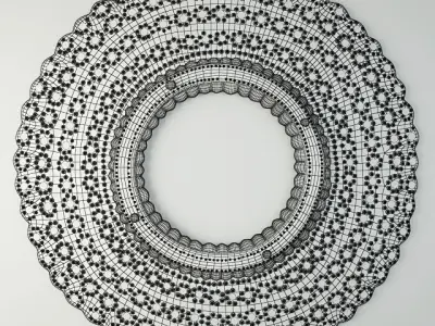 Round Peacock Mirror 3D model