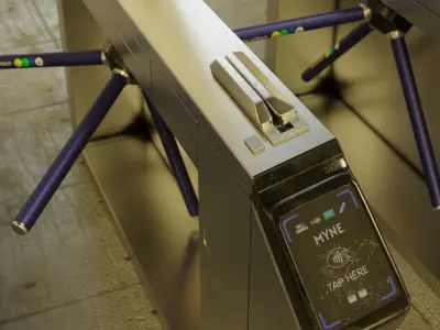 NYC Subway Ticket Checker Gate Low-poly 3D model