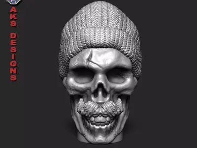 Skull with cap version 2 Penholder cum flowerpot 3D print model