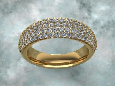 Golden Luxury Diamond Pave Ring 3D print model