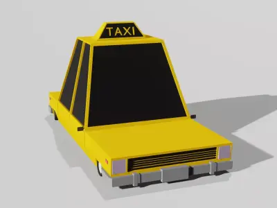 Car 3d Model taxi with sign Low-poly 3D model