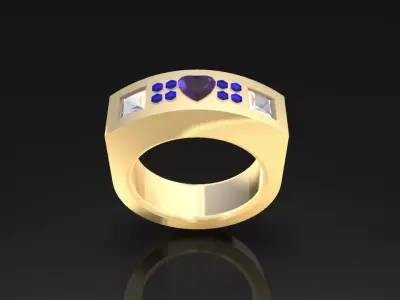 Golden Luxury Ring With Gems 3D print model