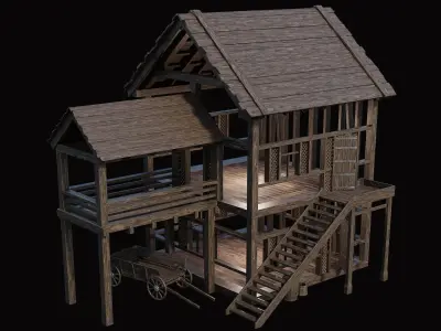 Medieval Village Pack  - 10 Assets - 4K Textures Game Ready Low-poly 3D model