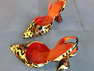 Leopard Print Slingback Heels Free low-poly 3D model