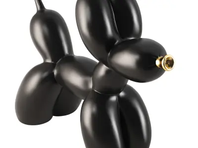 Balloon figurine - a dog with a golden nose 3D model