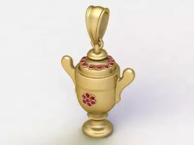 Luxury Mini Urn Pendant with Gemstone Accents 3D Printable 3D print model