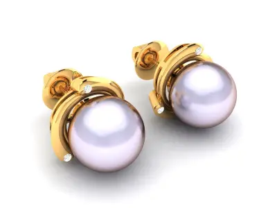 Women Opal Stone Earrings 3dm STL OBJ FBX Render Details 3D print model